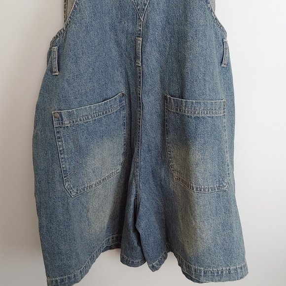 Reitman's Women's Size 11 Blue Jean Bib Overall Shorts Pockets Adjustable Straps - Picture 8 of 8